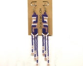 Purple Handmade Artisan Jewelry- Handcrafted Purple Glass Peyote Dangles - Purple Glass Seed Bead Earrings