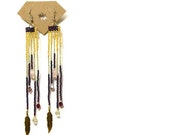 Handmade Purple Quartz Feather Peyote Earrings, Jewelry, Gift