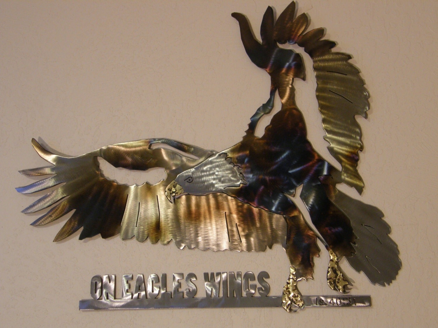 Metal eagle wall sculpture