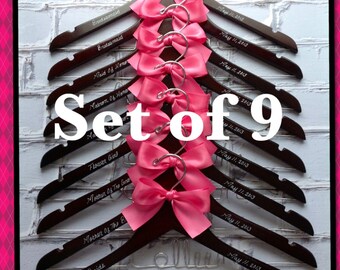 Set of 9 Wedding Hangers/ personalized / bridal party /wire hanger/name hanger/ personalized / bridal part