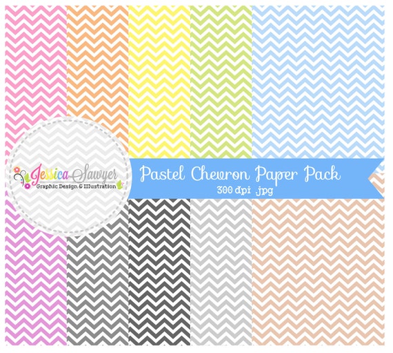 INSTANT DOWNLOAD, lightly colored chevron digital paper pack - preppy background - card making - invitation - pastel printable papers Il_570xn