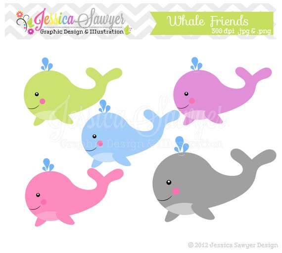INSTANT DOWNLOAD, whale clipart, sea clip art, for commercial use, invitations, printable party, logo instant download Il_570xn