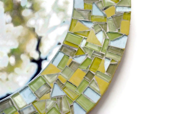 Yellow and Gold Round Mosaic Mirror by GreenStreetMosaics on Etsy