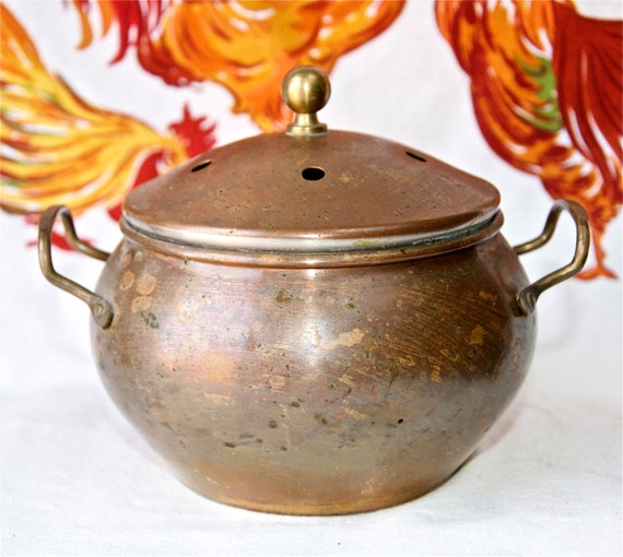 Vintage copper potpourri pot with brass. by 180degreesvintage