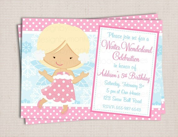 Winter Wonderland Fairy Girl Birthday Party Printable Invitation Digital File Il_570xn