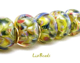 SRA Handcrafted Borosilicate Artisan Lampwork Bead Set - TENDER GREENS