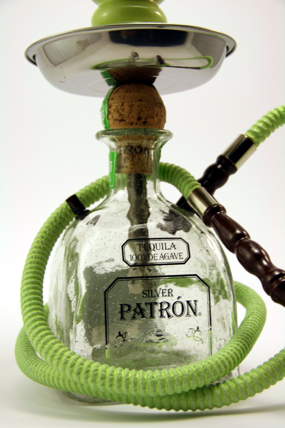 Green Patron Reposado 750ml Bottle Shisha Hookah With Matching