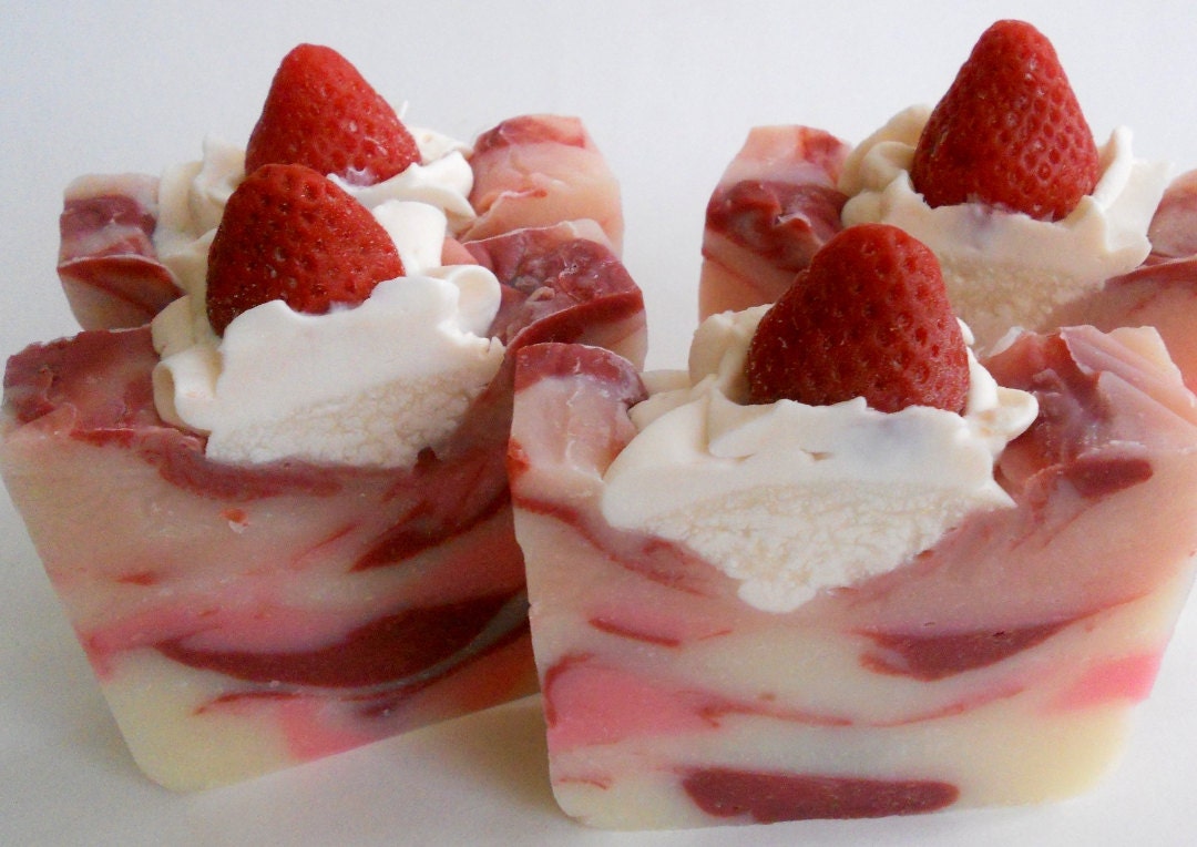 Strawberries Shortcake Soap Cold Process Soap Strawberry