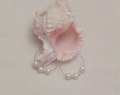 Pearl hoop earrings;  silver wedding jewelry; sterling silver prom jewellery; graduation earrings