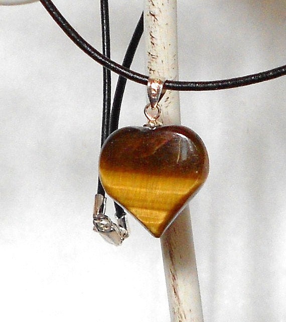 Items Similar To 18mm Tiger Eye Heart Pendant On Etsy