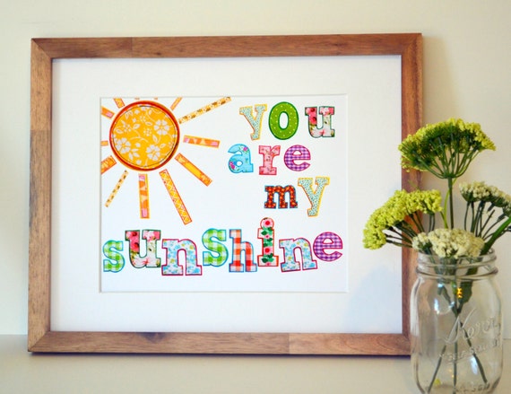 You are my sunshine 8 x 10 print- nursery print- rainbow nursery- Playroom art- toddler room.