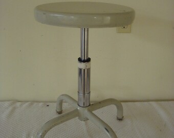 Vintage Industrial Metal Drafting Doctor Science Lab Adjustable Biofit  Stool