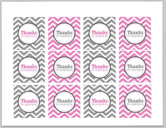 Items similar to Thanks For Popping By Chevron Favor Tags/Cupcake ...