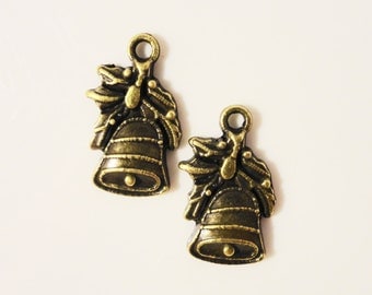 Bronze Bell Charms 21x11mm Antique Brass Metal Wedding Bell Charms Christmas Bell Pendant Church Bell Charm Jewelry Making Supplies 12pcs