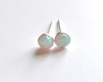 opal, opal stud earrings, opal studs, natural opal small sterling silver post 4mm