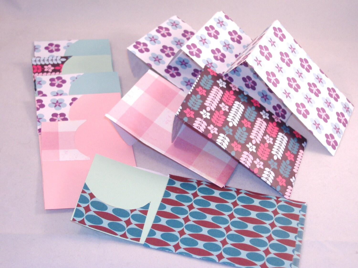 6 Blank Flowery Cards & Matching Envelopes Purple by debbisvintage