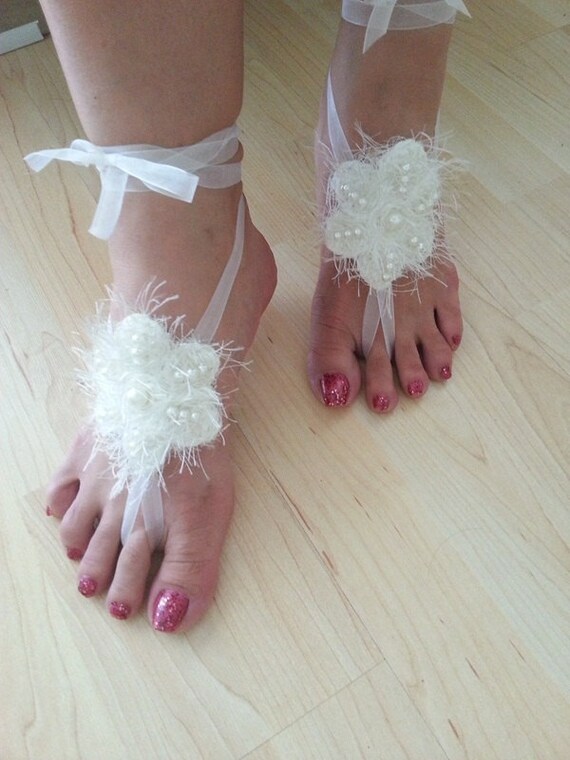 LUX Wedding White Pearl SandalsToe thong Bottomless shoes