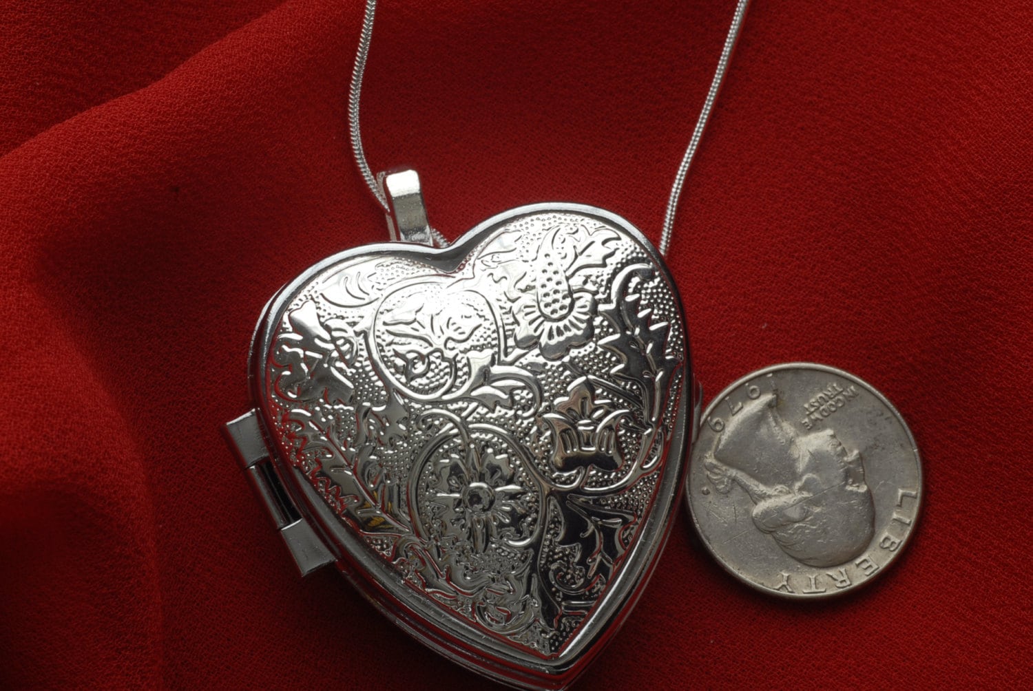 Heart Shaped Music Box Necklace with sterling silver chain