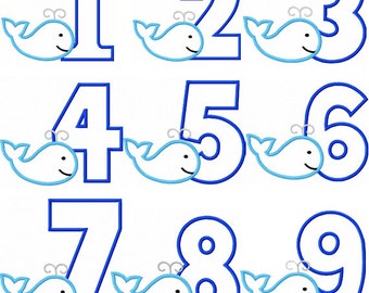 Instant Download Whale Numbers 1-9 Applique Machine Embroidery Design NO:1345