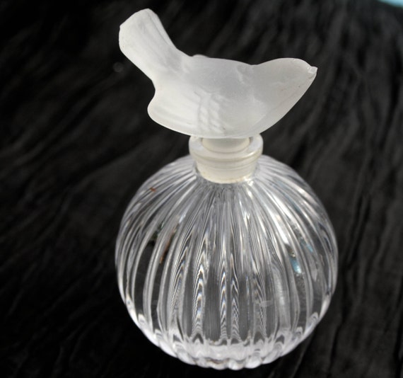 Items similar to Globe Perfume Bottle, Bird Stopper on Round Ribbed ...
