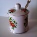 Porcelain Strawberry Mustard Pot / Strawberry Sugar bowl / Fortnum and Mason/ English Vintage Bone China