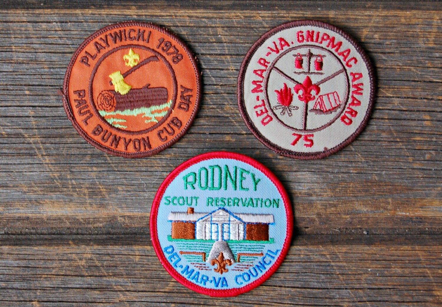 Set of Three Large Vintage Boy Scout Patches