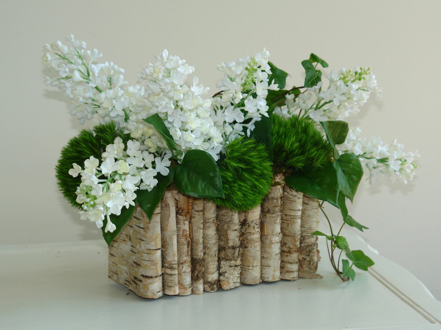 birch bark wood vases flower pot rustic white lilac baskets