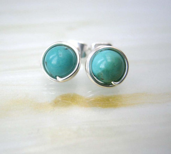 Turquoise Stud EarringsTurquoise Post Earrings by deezignstudio