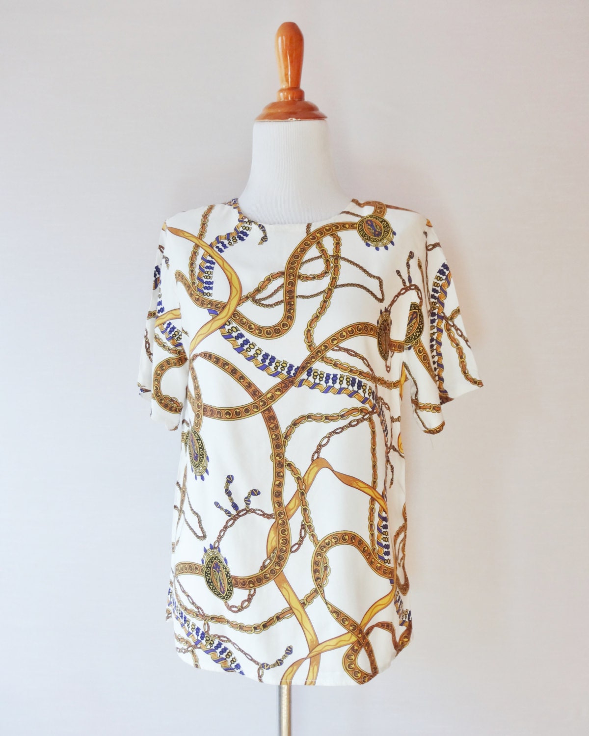 Versace Inspired White and Gold Chain link & by NorthStarrVintage