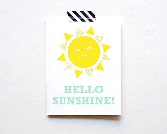 Hello Sunshine, Greeting Card, Yellow, Spring Green