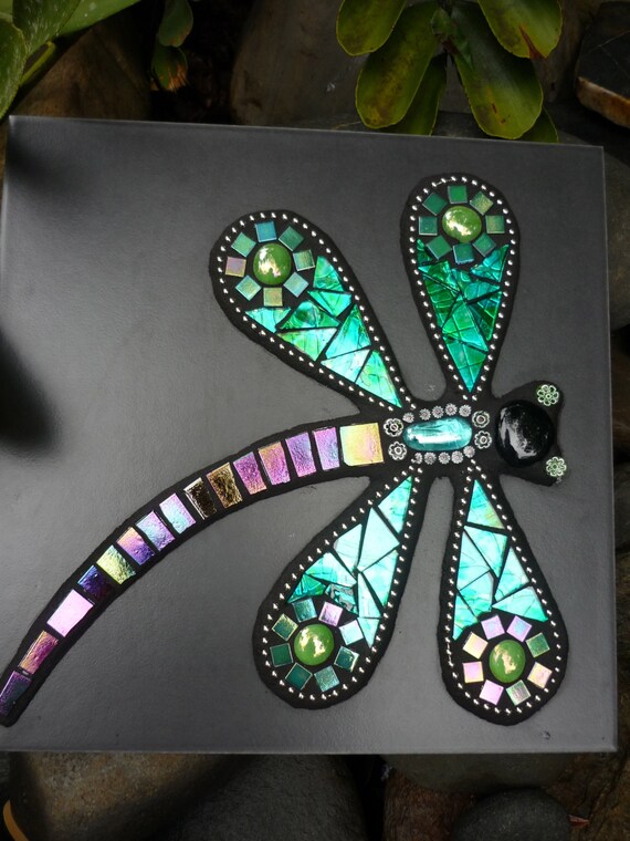 MADE TO ORDER Dragonfly Mosaic Mixed Media Art Tile with