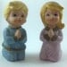Vintage Figurine Praying Boy and Girl Pair Bisque Porcelain Figurines Easter Religion Figurines