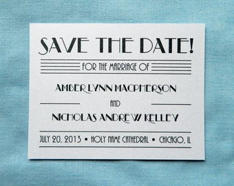 Art Deco Save The Date Card, "Bei Mir Bist Du Schön", Set of 20