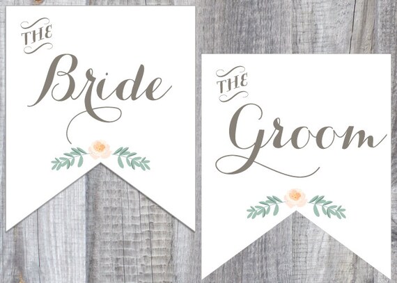 Items similar to Vintage Style Printable Bride & Groom Banners on Etsy