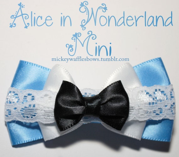 Mini Alice in Wonderland Hair Bow by MickeyWaffles on Etsy