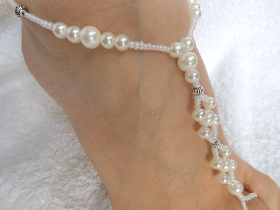 Barefoot Sandals Beach Wedding Yoga Shoes Foot Jewelry Beads Pearls