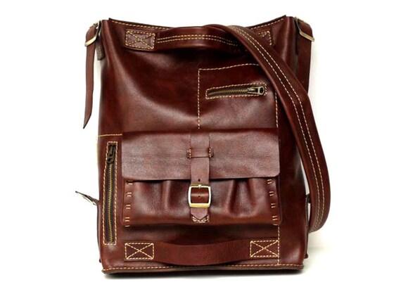 Hand Stitched Leather  Messenger / Back Bag - SM30