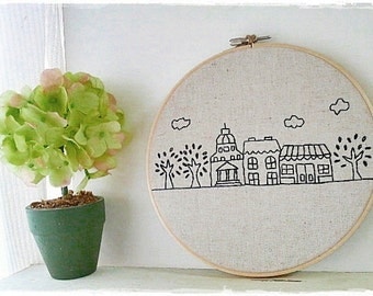 Hand embroidery in hoop Embroidery wall art house