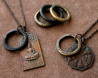 Vintage 1971 Monk Amulet Necklace and Antique by losttribedesigns