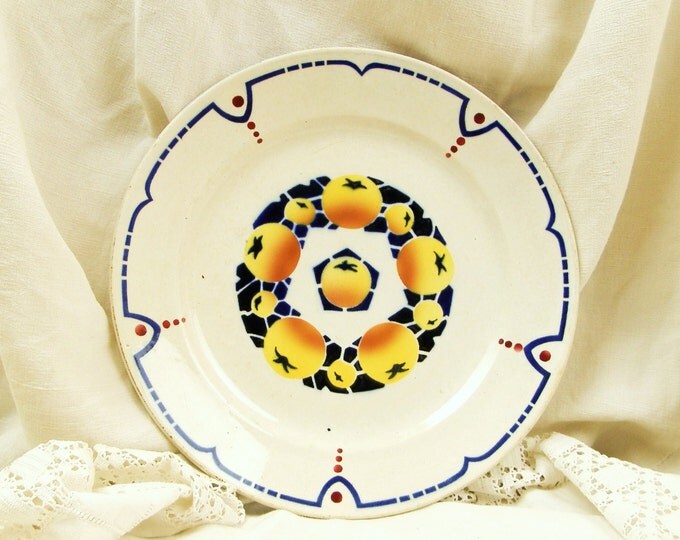 Large Antique Round Art Deco Serving Plate made by St Amand / French Decor / French Country Decor / Vintage Home / Table Ware / Ceramics Large Antique Round Art Deco Serving Plate made by St Amand / French Decor / French Country Decor / Vintage Home / Table Ware / Ceramics