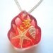 Vintage Embedded Lucite Pendant Necklace Ocean Bed Theme Silver Plated Chain 18 Inch