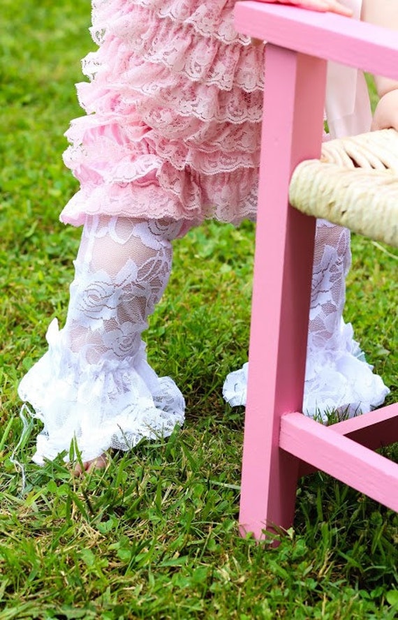 Lace Leg Warmers leggings baby girl Ruffled by BabyBloomzBoutique