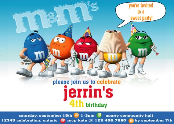 Invitation M&amp;M Chocolate Party Collection Printable