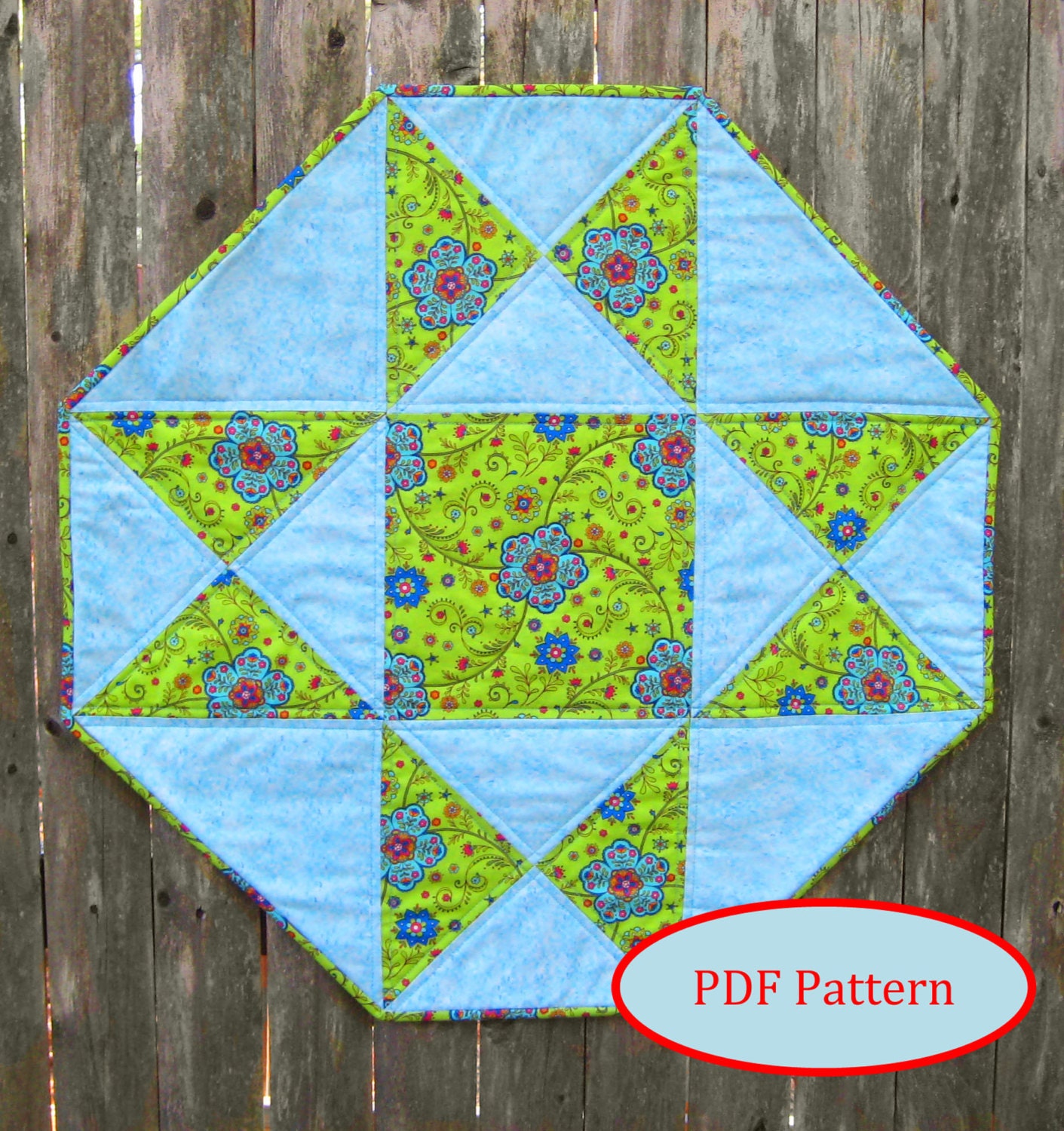 Octagon Table Topper with Star PDF Quilting Pattern