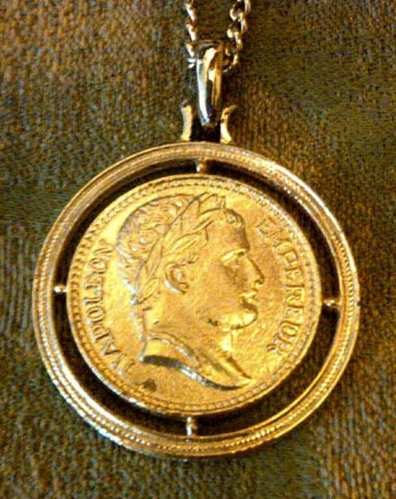 Items similar to Vintage Coin Necklace - Gold on Chain - Coin Says ...