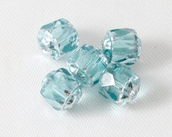 20 pcs - 6mm Czech Glass Fire Polished Crystal Cathedral Lantern Beads Aqua