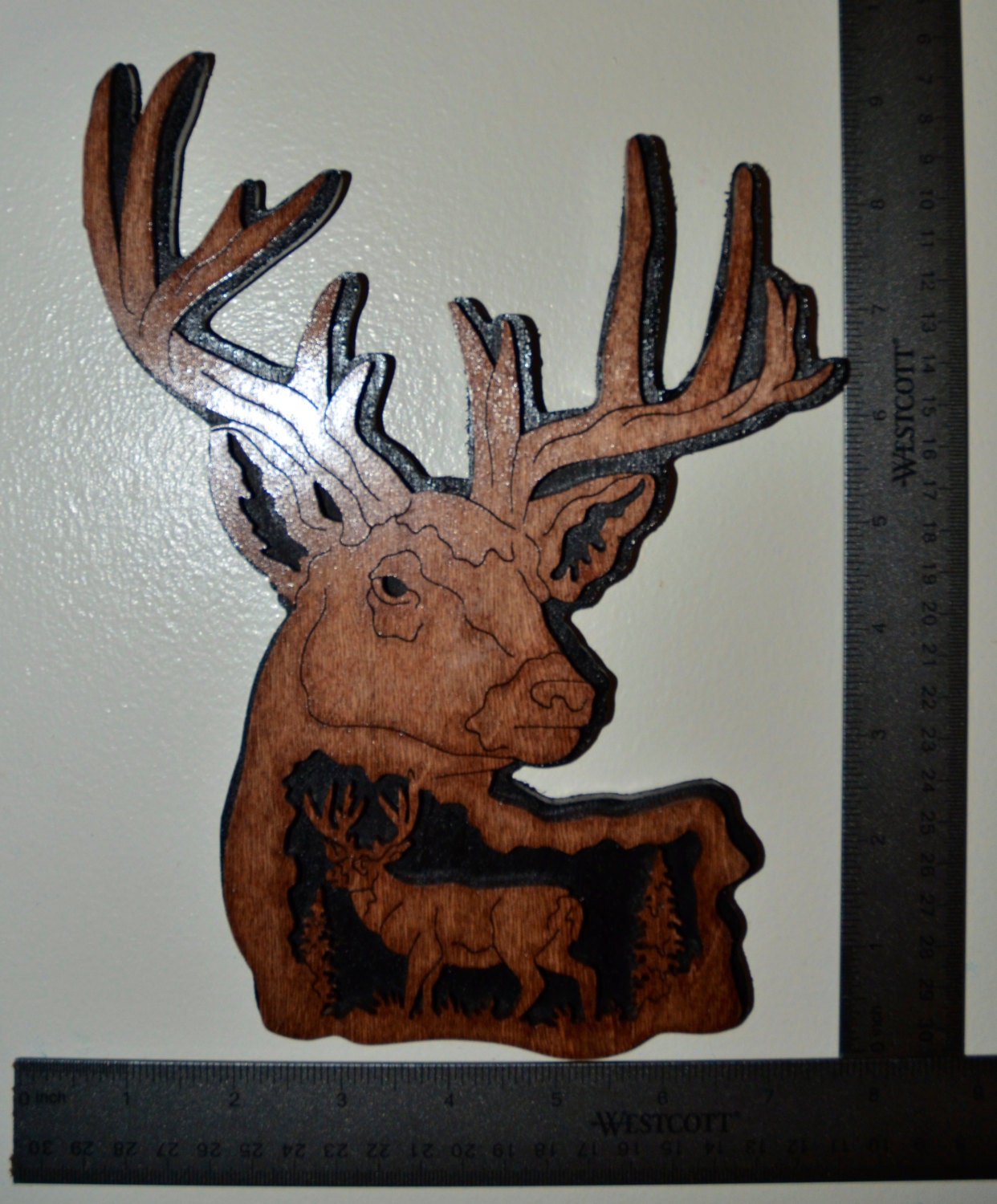 Nature's Majesty Deer Scroll Saw Wall Plaque by BurkesSawDustWorks