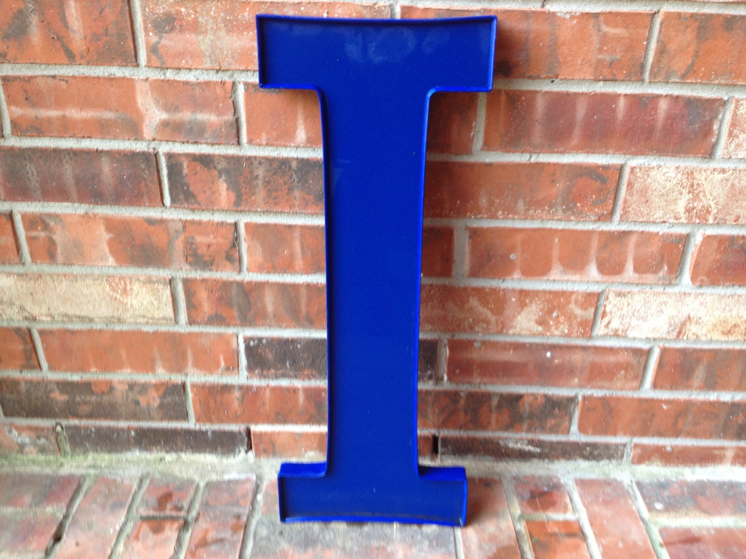 Large Reclaimed Plastic Sign Capital Letter I Blue by FindingGreat