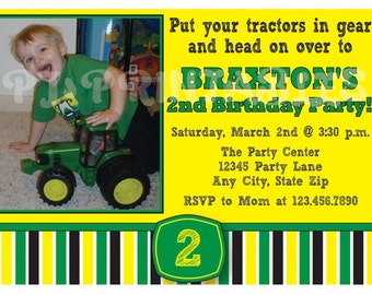 John Deere inspired Birthday Invitation - Custom Digital File