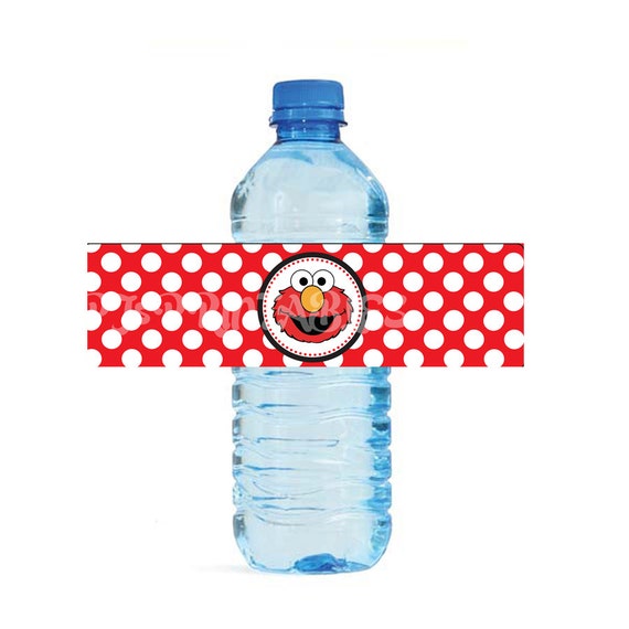 Elmo Sesame Street themed Water Bottle Labels - Customized Digital File ...